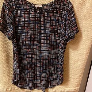 Pleione Multicolor Plaid Short Sleeve Top